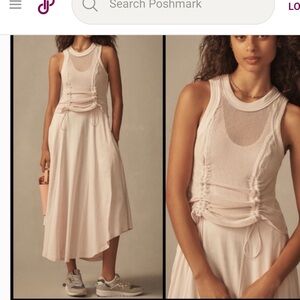 Anthro Light Pink Mesh Midi Dress